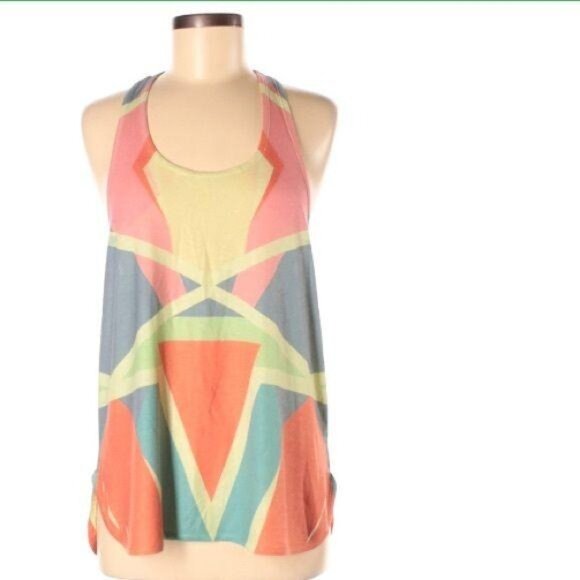 Womens Vibrant Geometric Racerback Tank Top Medium By Yahada Polyester/Rayon Ble - Picture 2 of 5